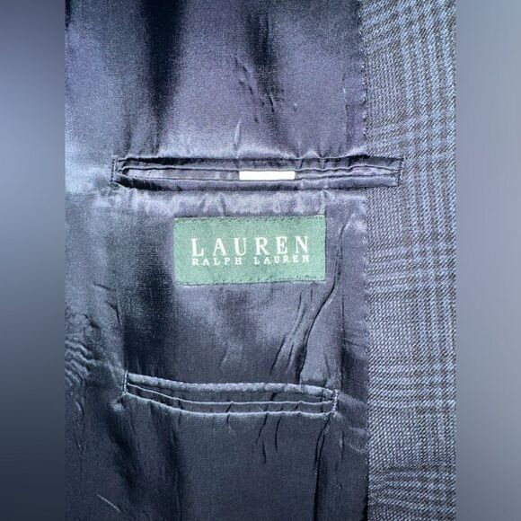 Lauren Ralph Lauren Lord & Taylor 100% Wool‎ Blue Plaid Blazer Size 48R **FLAW** - Picture 5 of 10